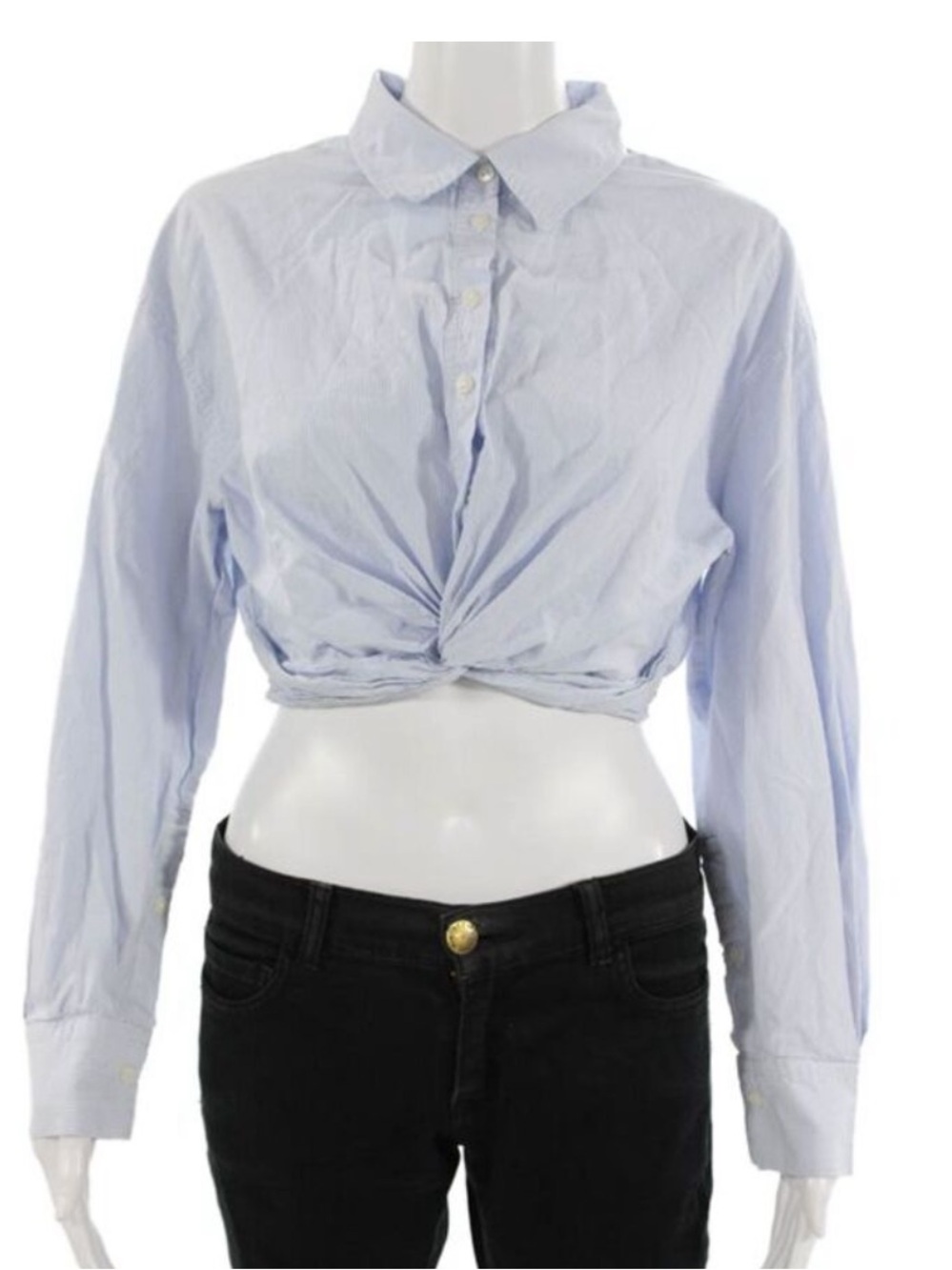 Zara knotted cropped poplin button down